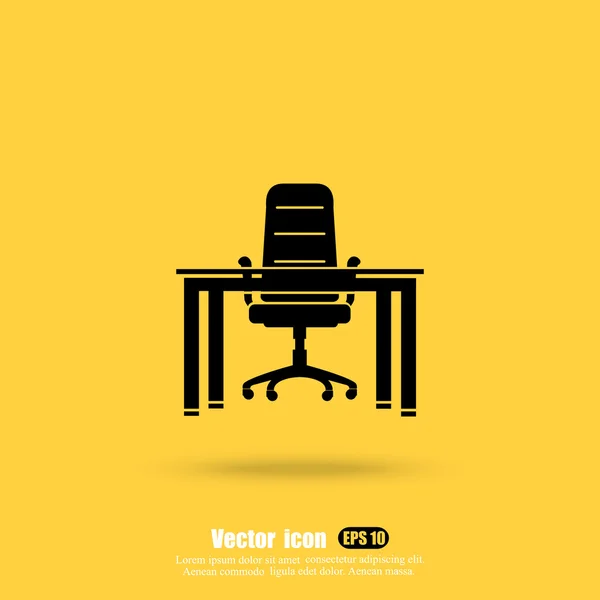 Office table and chair icon — Stock Vector