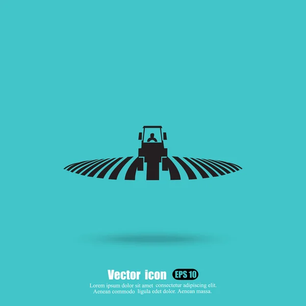 Tractor in field icon — Stock Vector