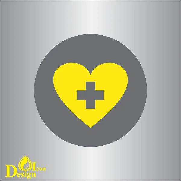 Coeur avec icône croix — Image vectorielle