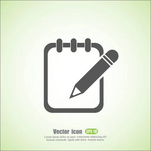 Icono de lápiz y bloc de notas — Vector de stock