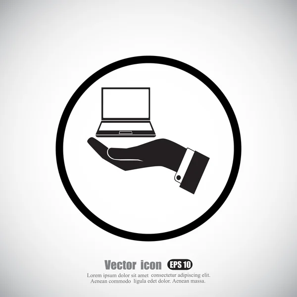 Hand hält Laptop-Ikone — Stockvektor