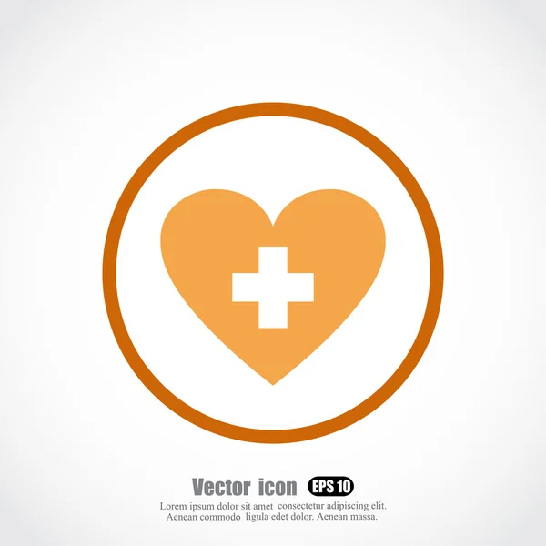 Coeur avec icône croix — Image vectorielle