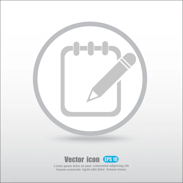 Icono de lápiz y bloc de notas — Vector de stock