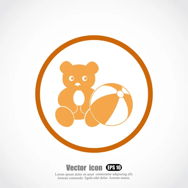 Icône ours et balle — Image vectorielle