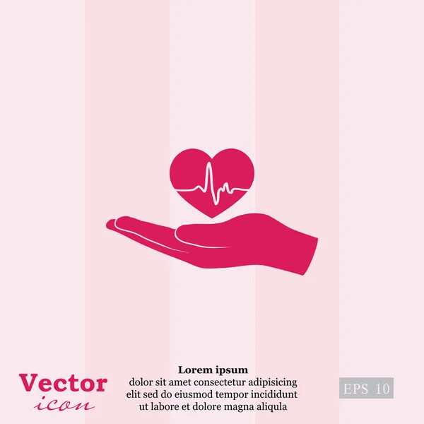 Mano celebración corazón icono — Vector de stock