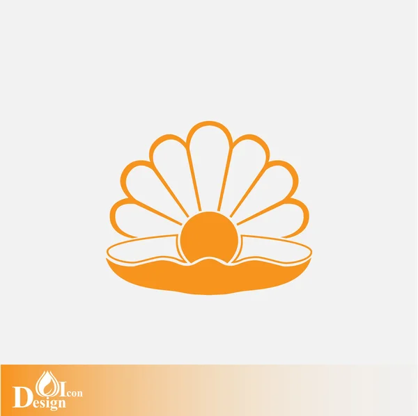 Pearl in shell icon — Stock Vector