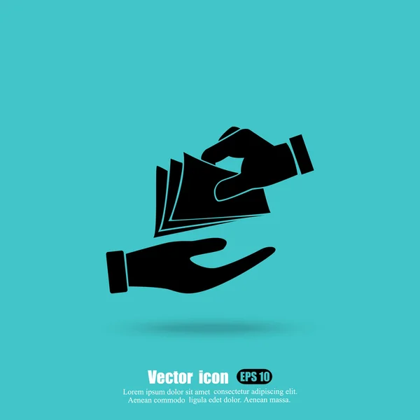 Hand att ge pengar ikonen — Stock vektor