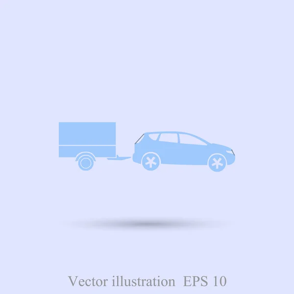 Auto s přívěsem ikonou — Stockový vektor