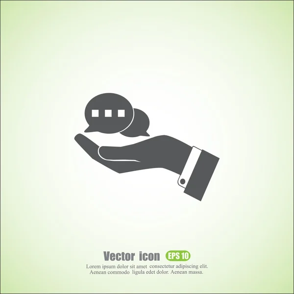 Speech bubbles in hand icon — Stock Vector