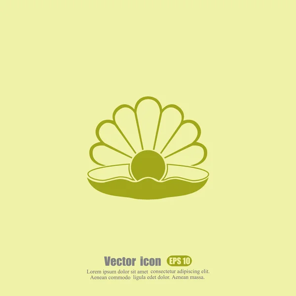 Perla in icona shell — Vettoriale Stock
