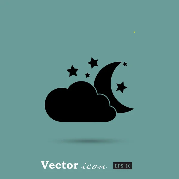Hold és a csillagok felhő ikon — Stock Vector