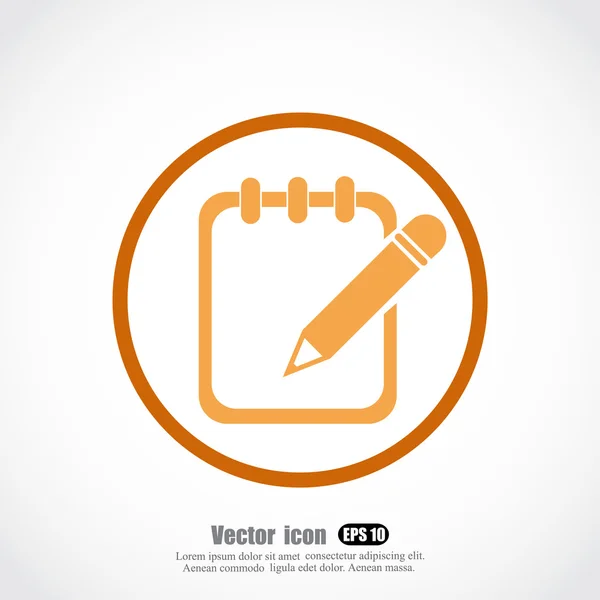 Icono de lápiz y bloc de notas — Vector de stock