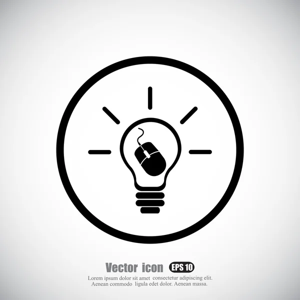 Ratón en icono de la bombilla — Vector de stock