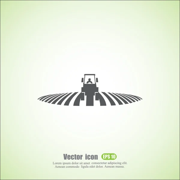 Трактор в иконке поля — стоковый вектор