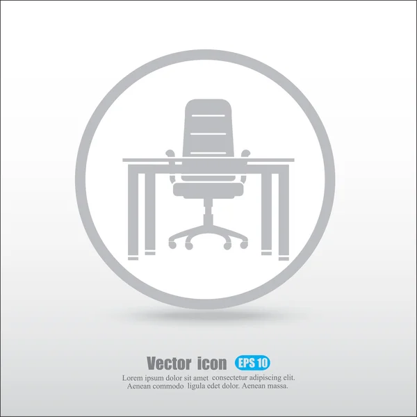 Mesa de escritório e ícone da cadeira — Vetor de Stock
