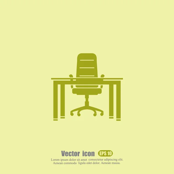 Mesa de oficina y silla icono — Vector de stock