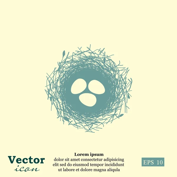 Nest met eieren pictogram — Stockvector