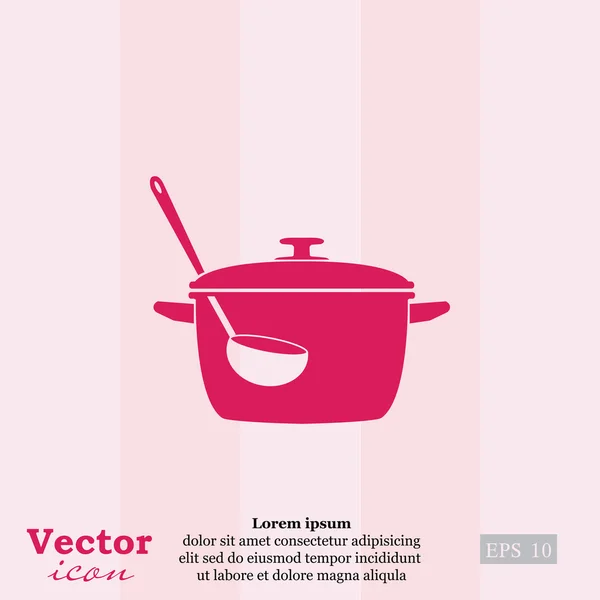 Casserole et icône louche — Image vectorielle