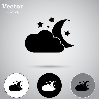 moon and stars with cloud icons clipart
