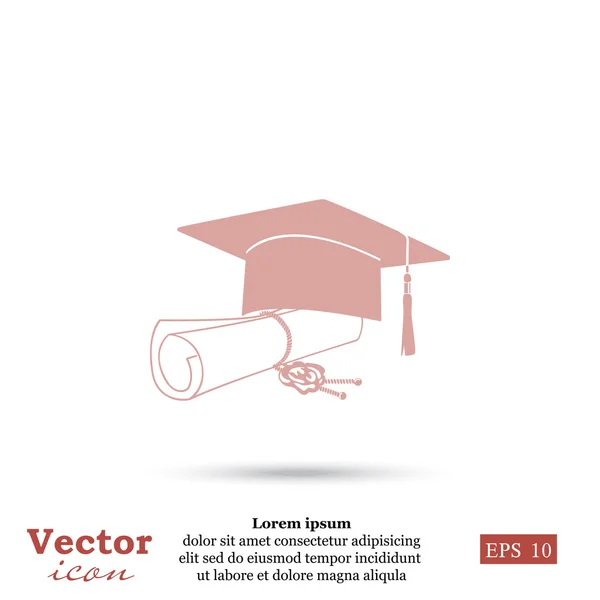 Tapa de graduación y el icono del diploma — Archivo Imágenes Vectoriales