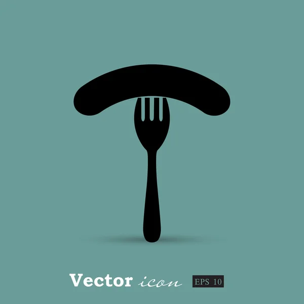 Saucisse sur l'icône de fourchette — Image vectorielle