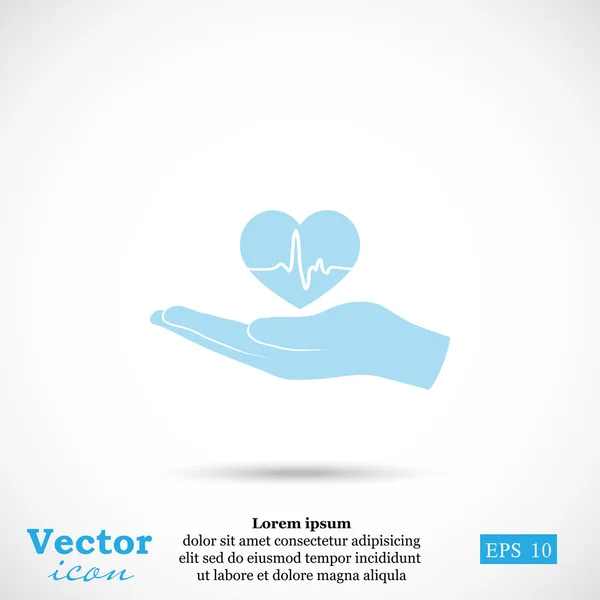 Mano celebración corazón icono — Vector de stock