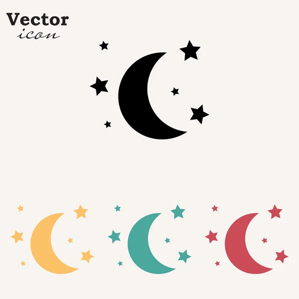 Luna y estrellas iconos — Vector de stock