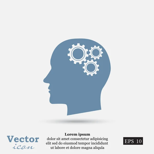 Menselijk hoofd met versnellingspictogram — Stockvector