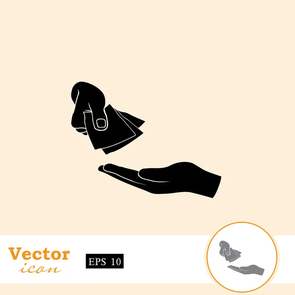 Hand geven geld pictogram — Stockvector