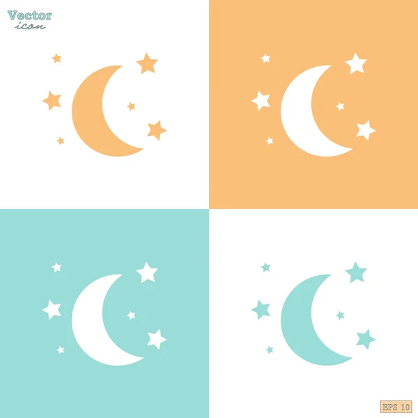 Měsíc a hvězdy ikony — Stockový vektor