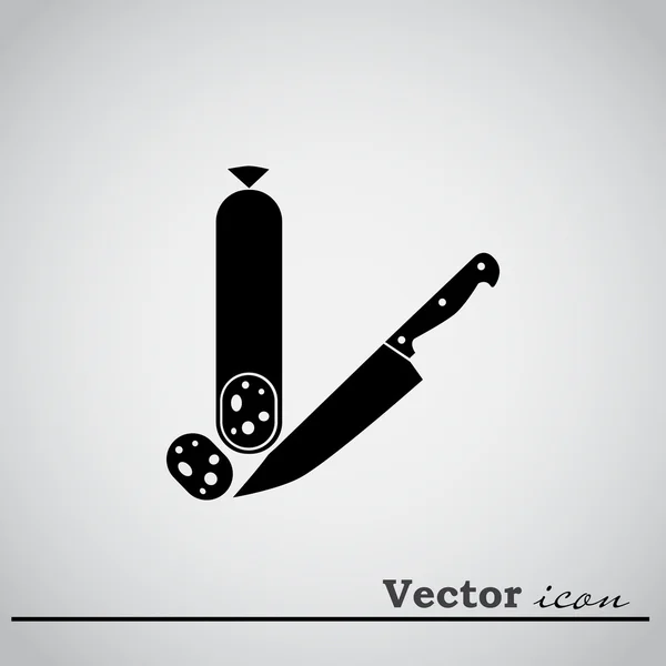 Salami dengan ikon pisau - Stok Vektor
