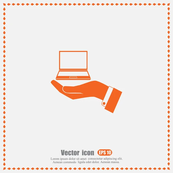 Hand som håller laptop ikonen — Stock vektor