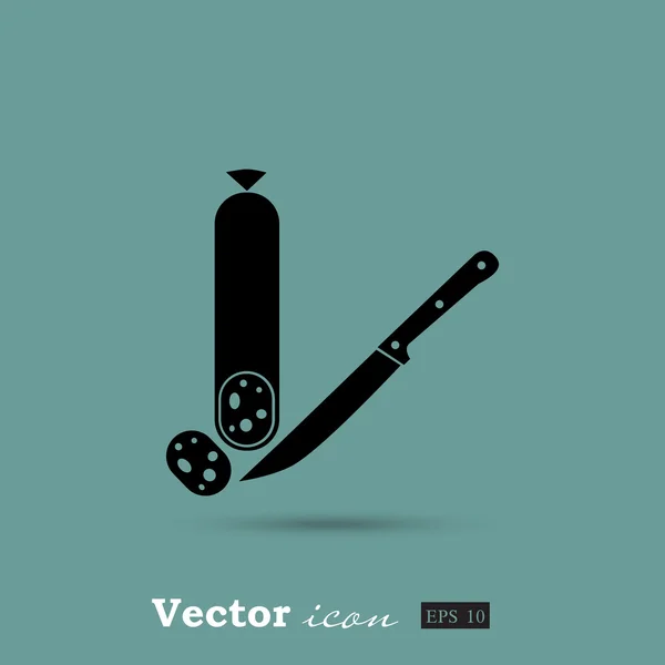 Icono de salami y cuchillo — Vector de stock