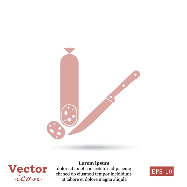 Icono de salami y cuchillo — Vector de stock