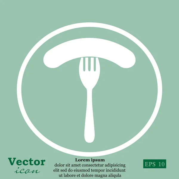 Korv på gaffelikon — Stock vektor