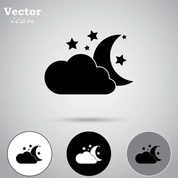 Луна и звезды с иконами облаков — стоковый вектор
