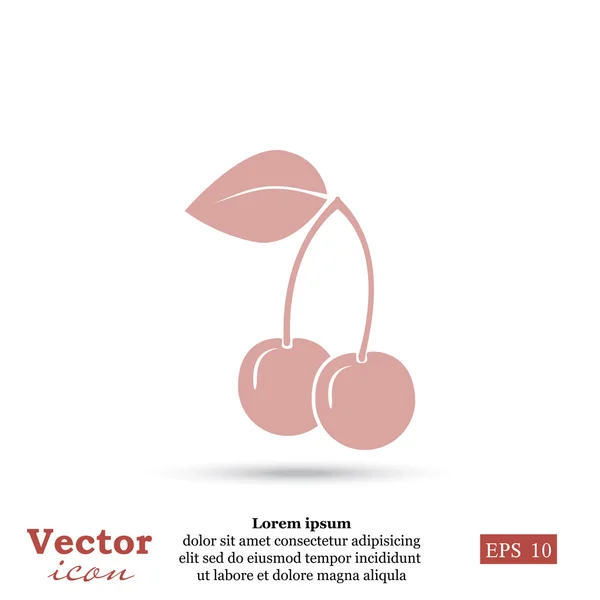 Cerezas, icono de la fruta — Vector de stock