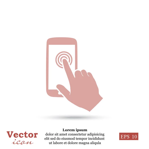 Smartphone-Symbol mit Touchscreen — Stockvektor