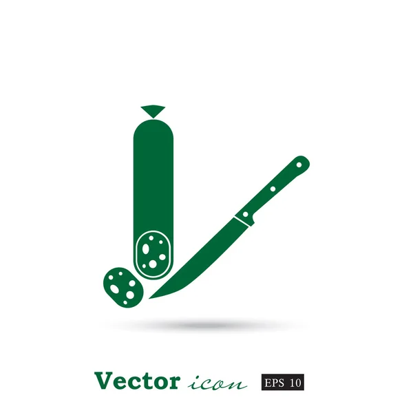 Salami dan ikon pisau - Stok Vektor