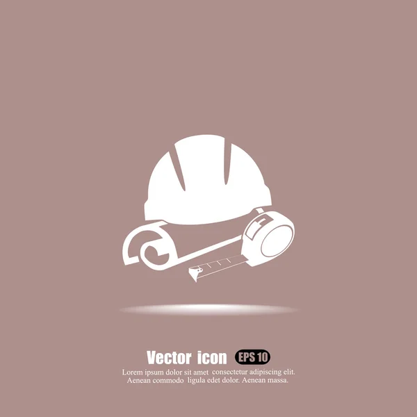 Protective helmet and blueprint icon — Stock Vector