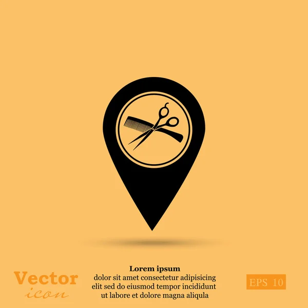 Barbershop location icon — Stock Vector