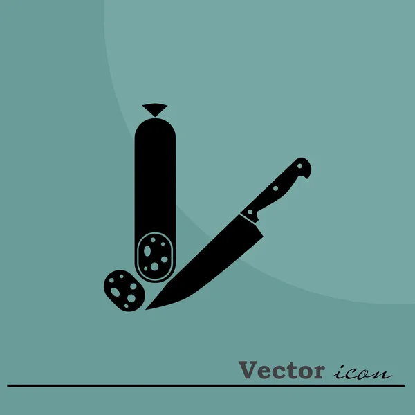 Icono de salami y cuchillo — Vector de stock