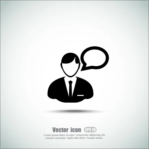 Homme d'affaires avec icône de bulle de parole — Image vectorielle