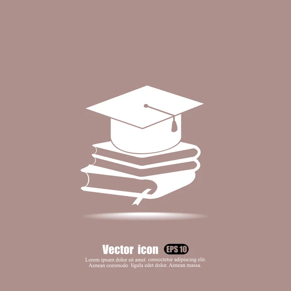 Libros y sombrero de graduación icono — Vector de stock