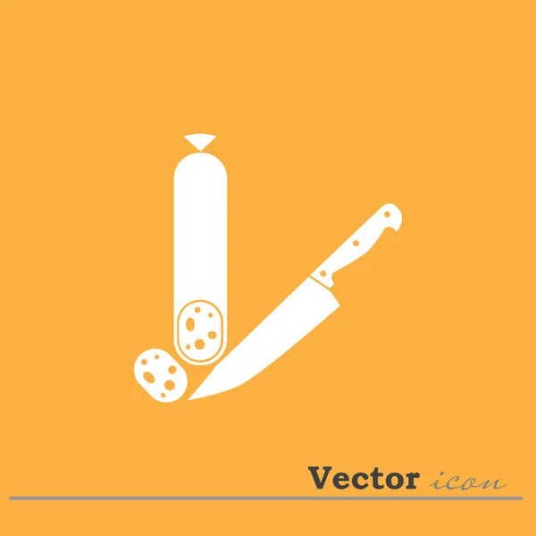 Icono de salami y cuchillo — Vector de stock