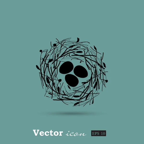 Nido con icono de huevos — Vector de stock