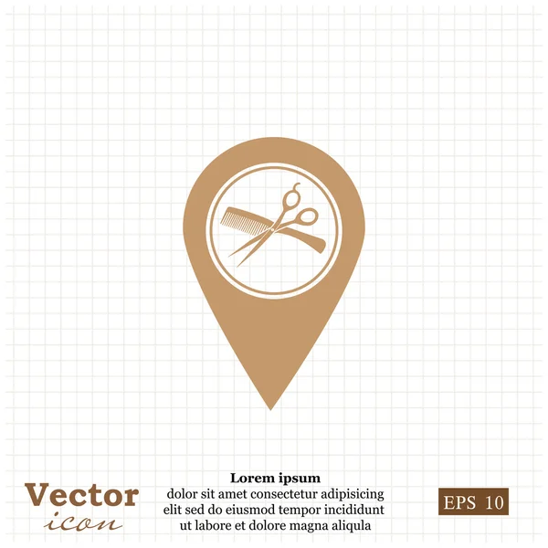 Icono de ubicación de barbería — Vector de stock