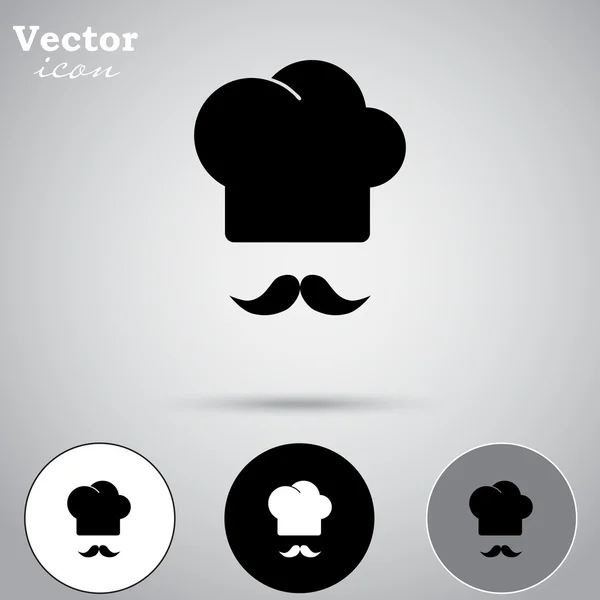 Sombrero de chef y bigote iconos — Vector de stock