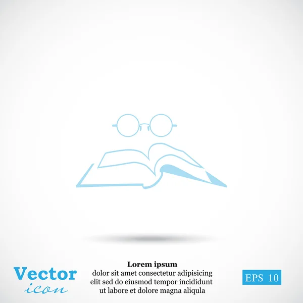 Bok med glasögon ikon — Stock vektor