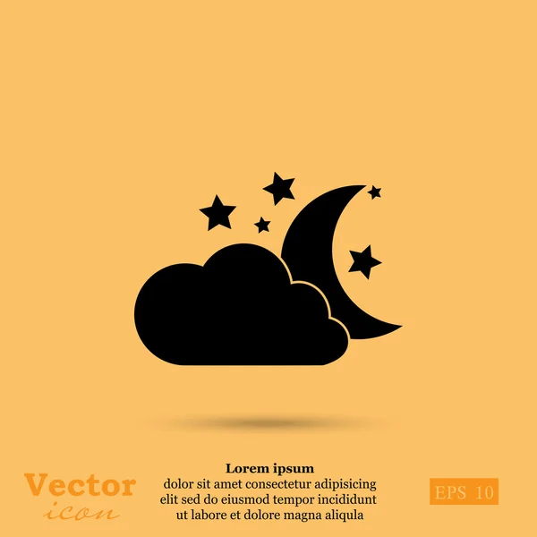 Луна и звезды с иконкой облака — стоковый вектор